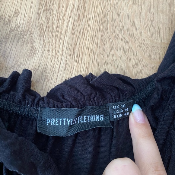 Black Frill Tie Shoulder Dress - Picture 3 of 3